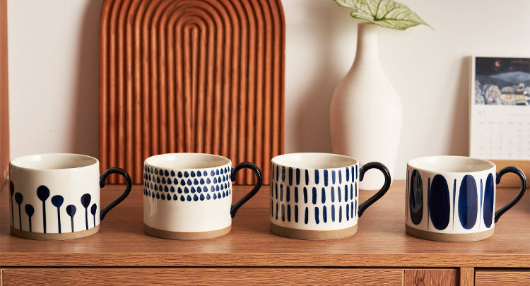 Japanese Style Sketch Breakfast Cup Ceramic Office Mugs - PeauleyHome