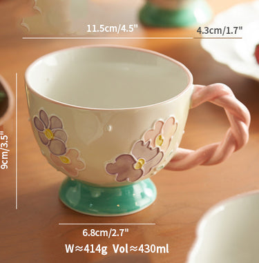 Beautiful Hand-painted Floral Ceramic Mugs - PeauleyHome