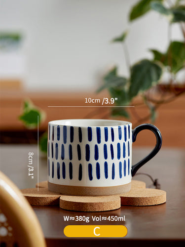 Japanese Style Sketch Breakfast Cup Ceramic Office Mugs - PeauleyHome