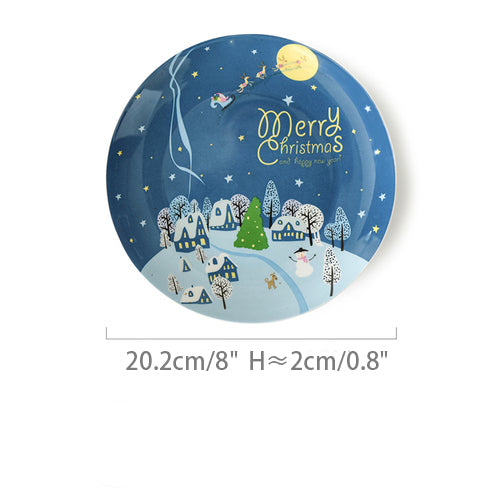 Christmas Series Original Cartoon Ceramic Plates New Year Gifts