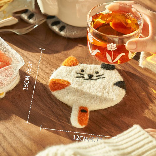 Original Adorable Woolen Heat Pads Kitty Cup Mats - PeauleyHome