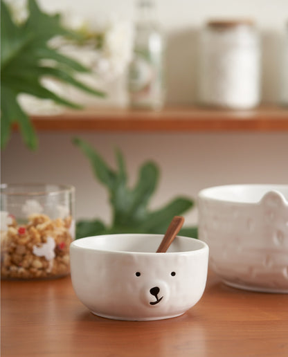 Lovely White Bear Ceramic Plates Bowls for Breakfast - PeauleyHome