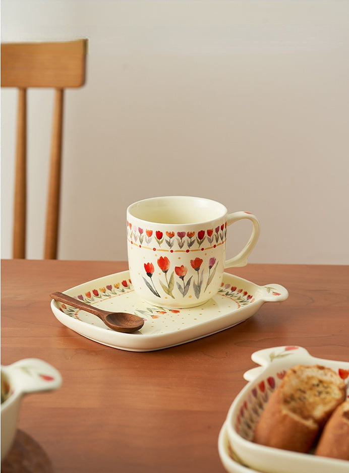 Pretty Floral Ceramic Bowls Plates Mugs for Breakfast - PeauleyHome