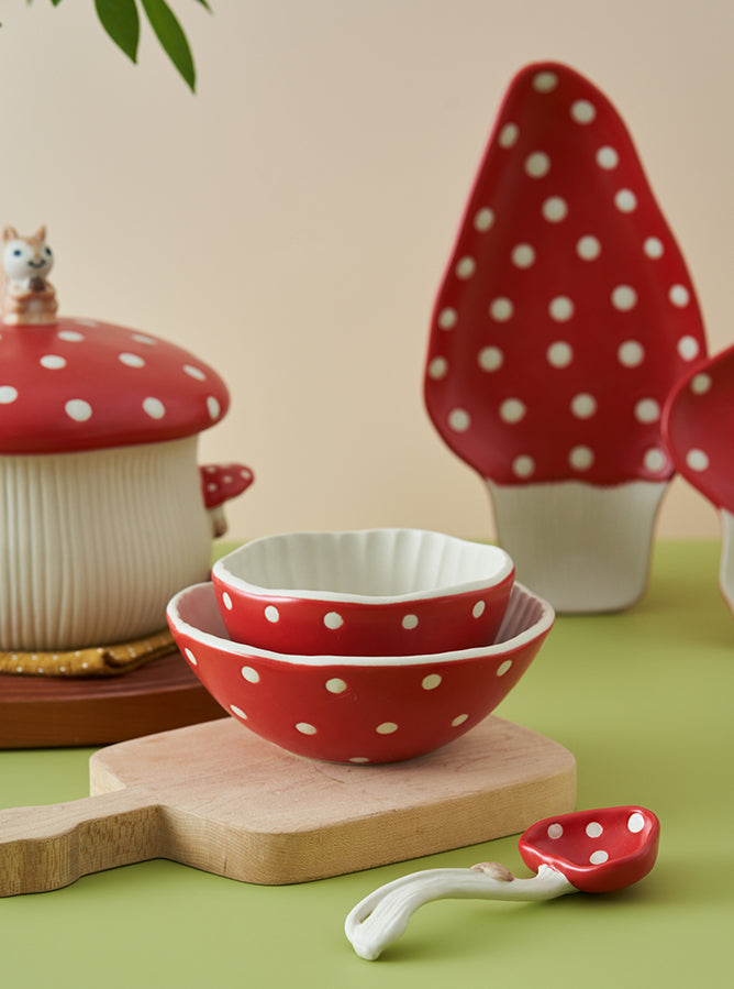 Adorable Mushroom Cartoon Ceramic Tablewares Bowls Plates Mugs Spoon - PeauleyHome