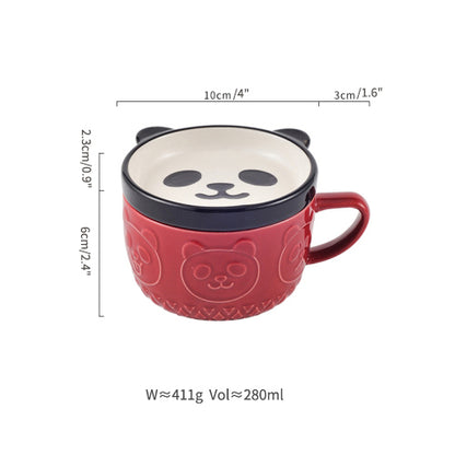 Lovely Cartoon Animals Theme Ceramic Mugs with Lids - PeauleyHome