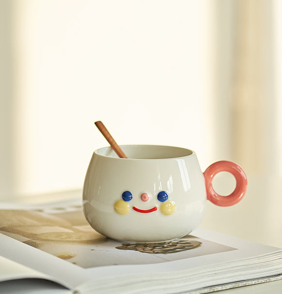 Smiling Face Mug Ceramic Large Capacity Cup - PeauleyHome