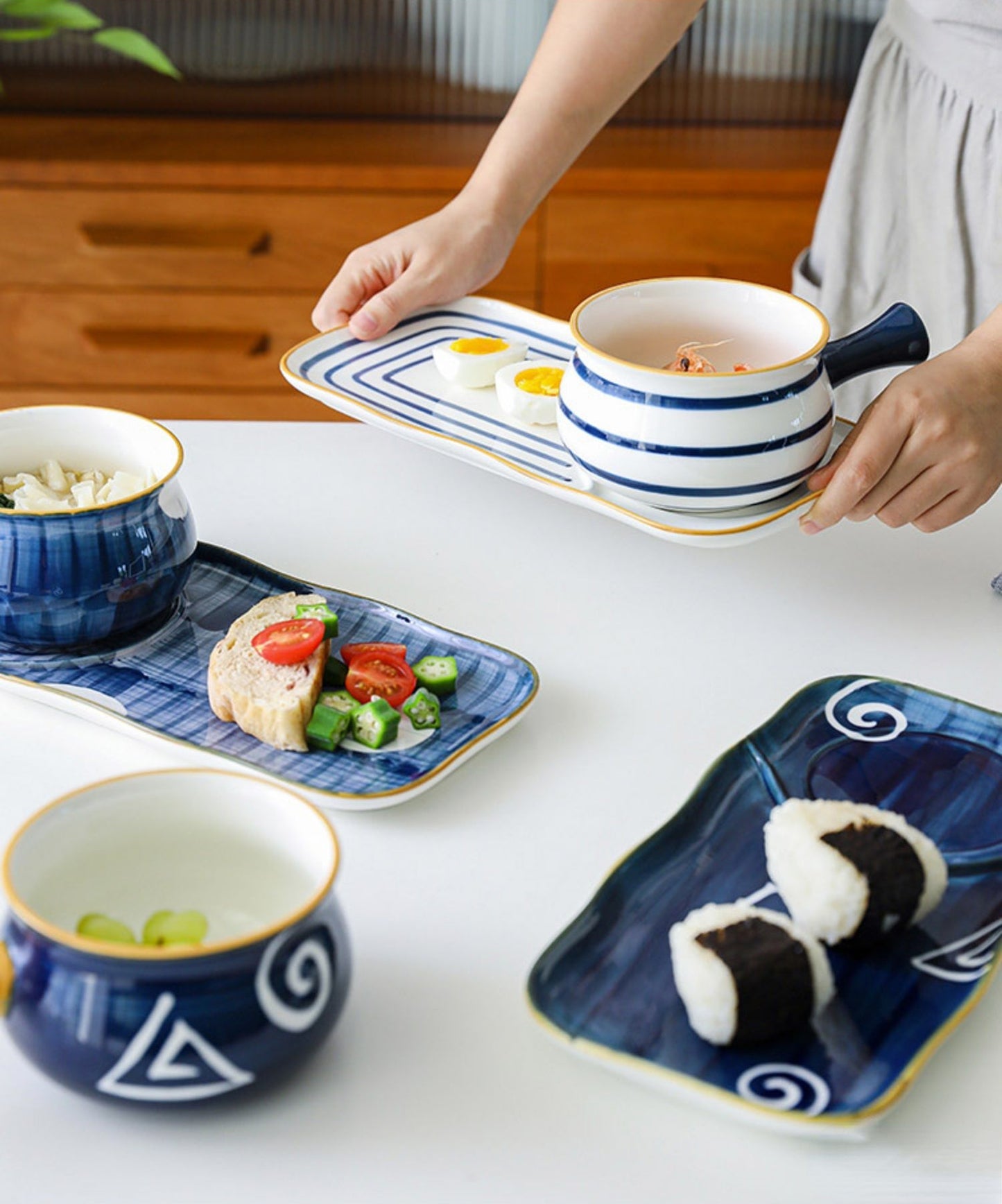 Japanese Characteristic Ceramic Pot Plate Bowl with Wood Handle - PeauleyHome