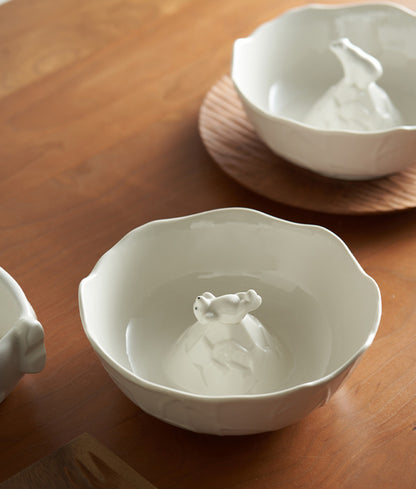 Nordic Ceramic Bowls with Polar Bear centred - PeauleyHome