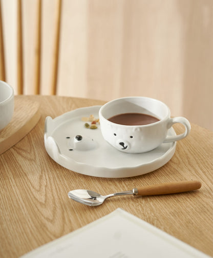 Lovely White Bear Ceramic Plates Bowls for Breakfast - PeauleyHome