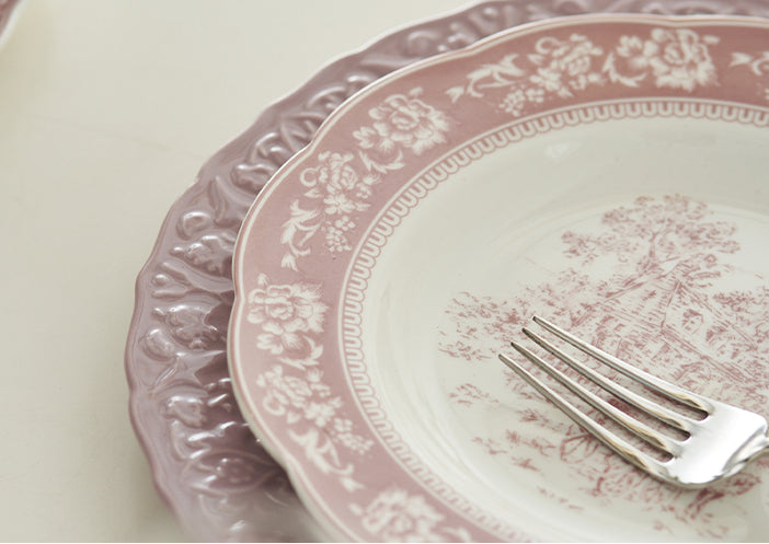 French Purple Dinner Plate Ceremonial Ceramic Pasta Steak Plates - PeauleyHome