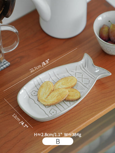 Cute Ceramic Fish Cat Shaped Large Plates Bowls - PeauleyHome