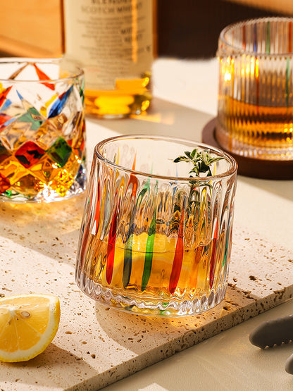 Rotary Glass Cup with Base Classy Rainbow Tumblers - PeauleyHome