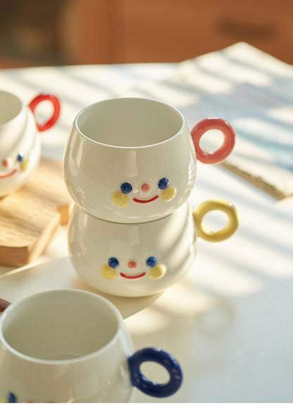 Smiling Face Mug Ceramic Large Capacity Cup - PeauleyHome