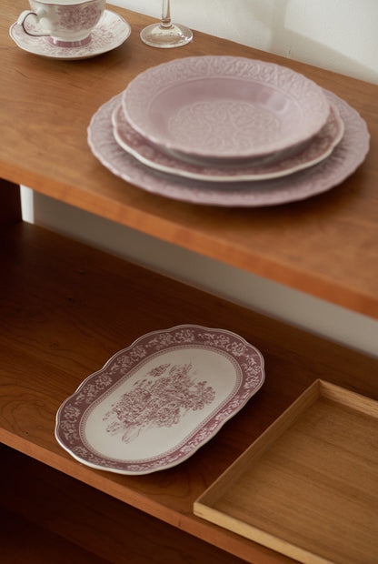 French Purple Dinner Plate Ceremonial Ceramic Pasta Steak Plates - PeauleyHome