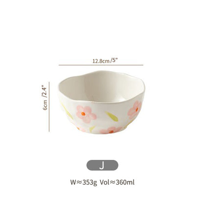 Handmade Cute Nordic Drawing Ceramic Mugs Bowls Saucers for Ladies - PeauleyHome