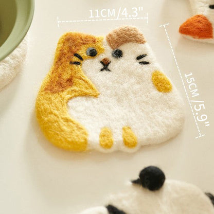 Original Adorable Woolen Heat Pads Kitty Cup Mats - PeauleyHome