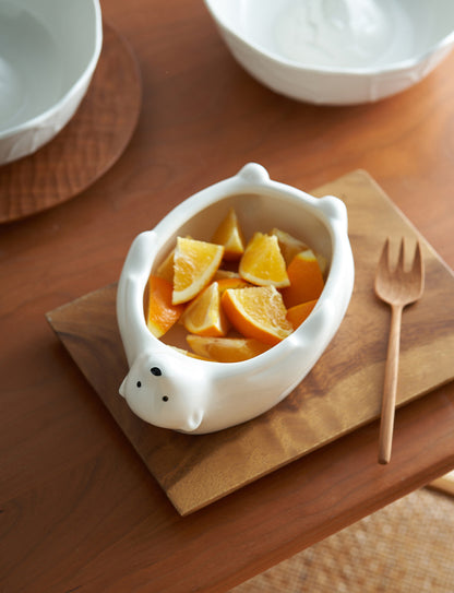 Nordic Ceramic Bowls with Polar Bear centred - PeauleyHome