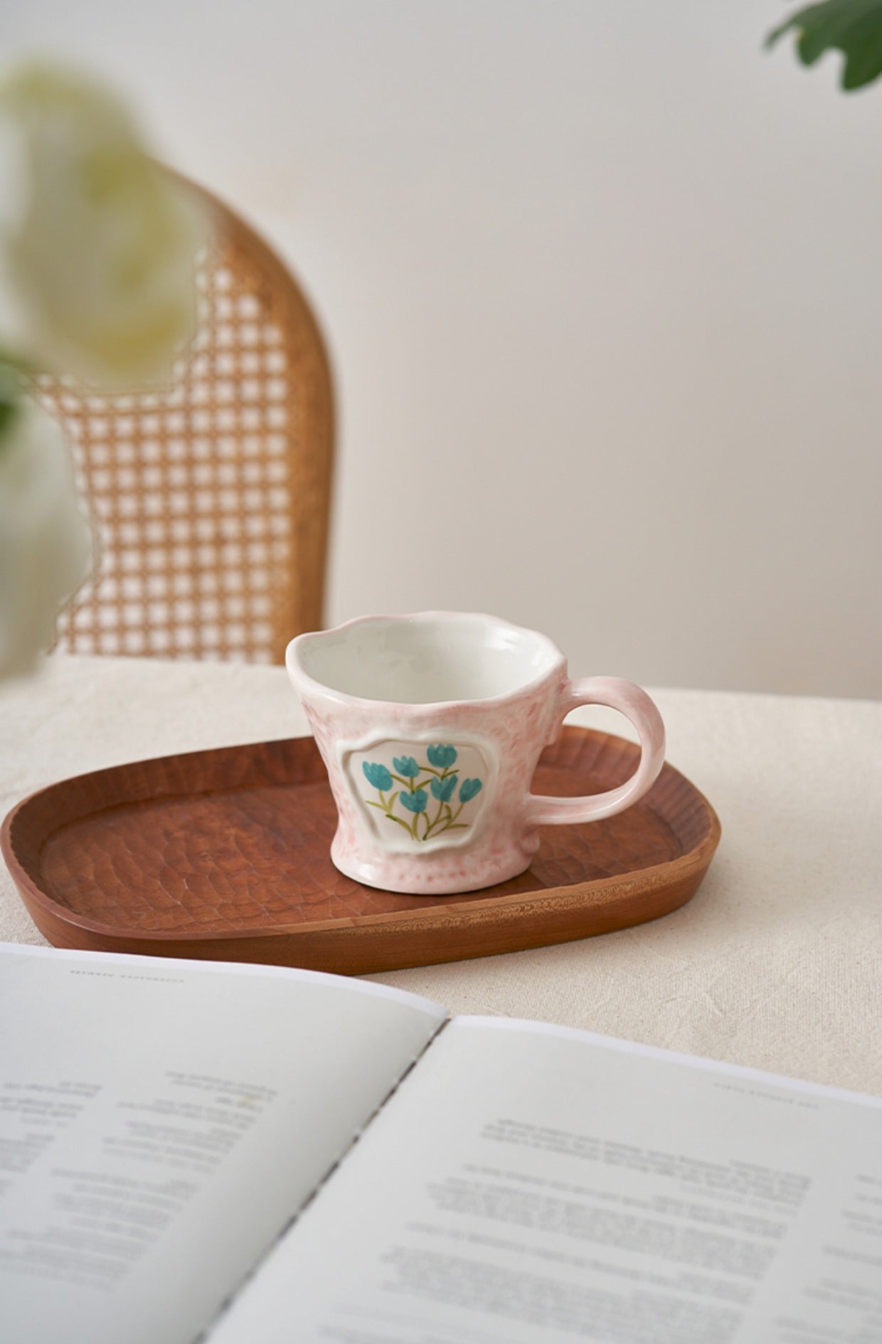 Handmade French Floral Water Cup Ceramic Coffee Mugs for Girls - PeauleyHome