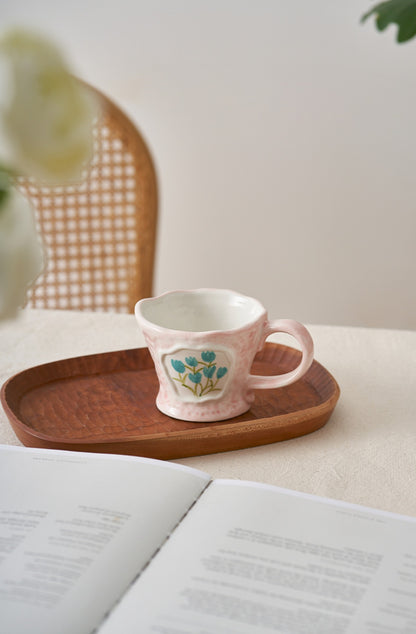 Handmade French Floral Water Cup Ceramic Coffee Mugs for Girls - PeauleyHome