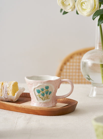 Handmade French Floral Water Cup Ceramic Coffee Mugs for Girls - PeauleyHome