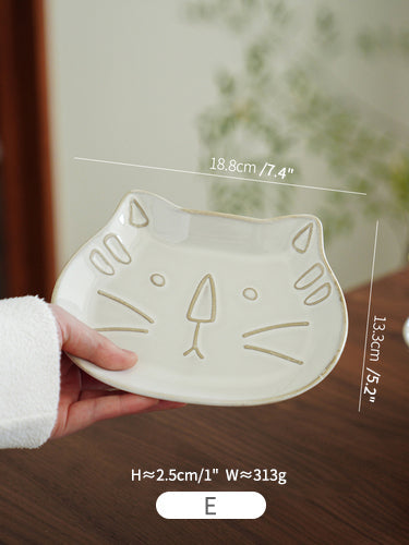 Cute Ceramic Fish Cat Shaped Large Plates Bowls - PeauleyHome