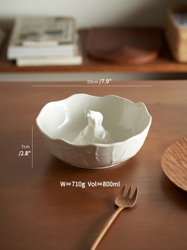 Nordic Ceramic Bowls with Polar Bear centred - PeauleyHome