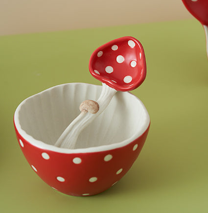 Adorable Mushroom Cartoon Ceramic Tablewares Bowls Plates Mugs Spoon - PeauleyHome